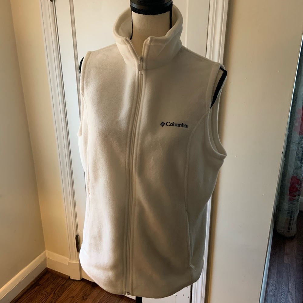 Columbia White Fleece Vest